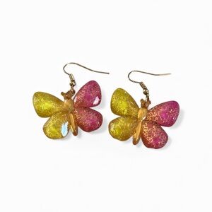 Set of 2 acrylic and butterfly earrings
